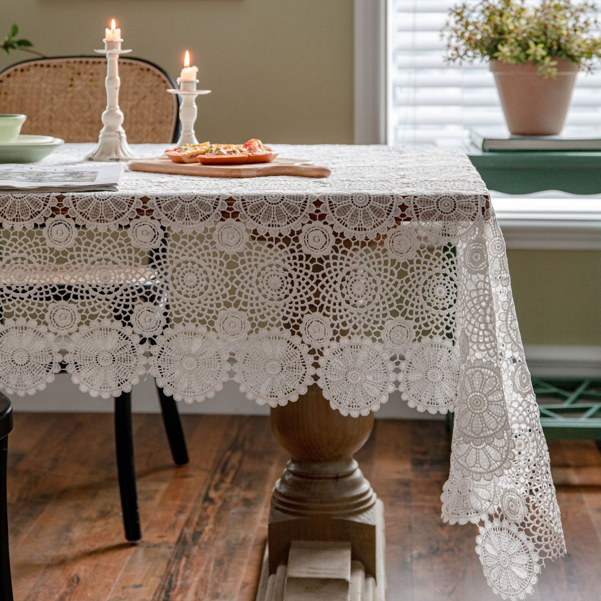 Picture of Yiman Qiyun Tablecloth Water-soluble Embroidered Lace Hollow Cake Photography Background Embroidered Props Cloth Tablecloth