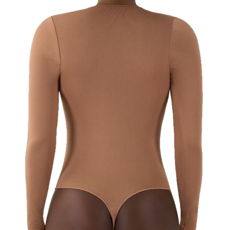 Picture of Seamless T-Shirt Bodysuit Seamless Long-Sleeved V-Crotch High-Elastic Soft Yoga Body Shaping Bodysuit