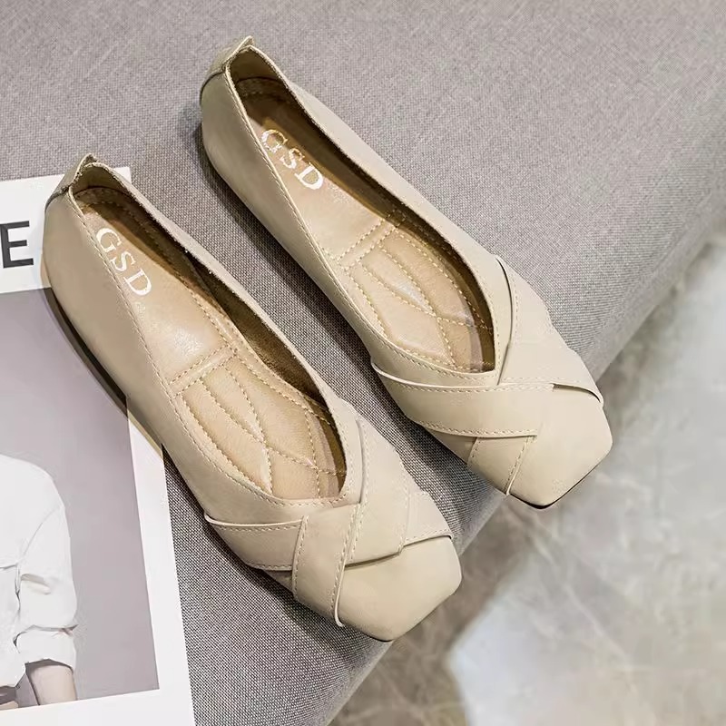 Women's Flats 2025 New Spring and Summer Fairy Style Gentle Soft-Soled Flats Shoes Shallow Mouth Versatile Beanie Shoes for Women