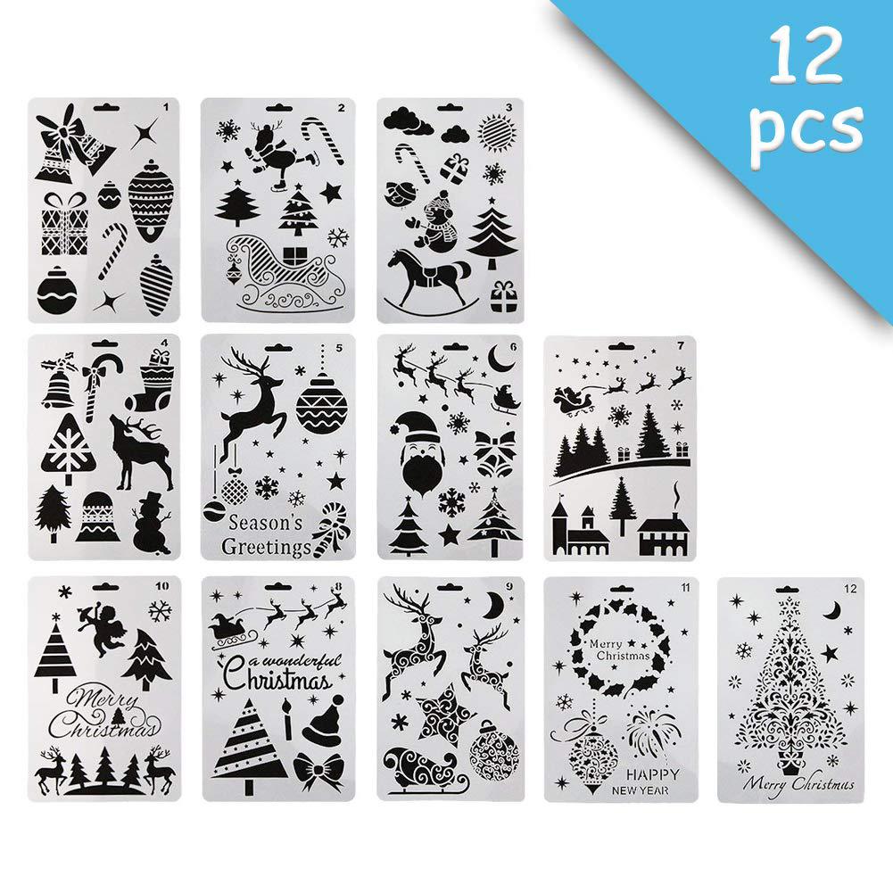 Picture of Christmas series painting template hollow diy album Lace ruler hand-written newspaper Journal drawing spray mold