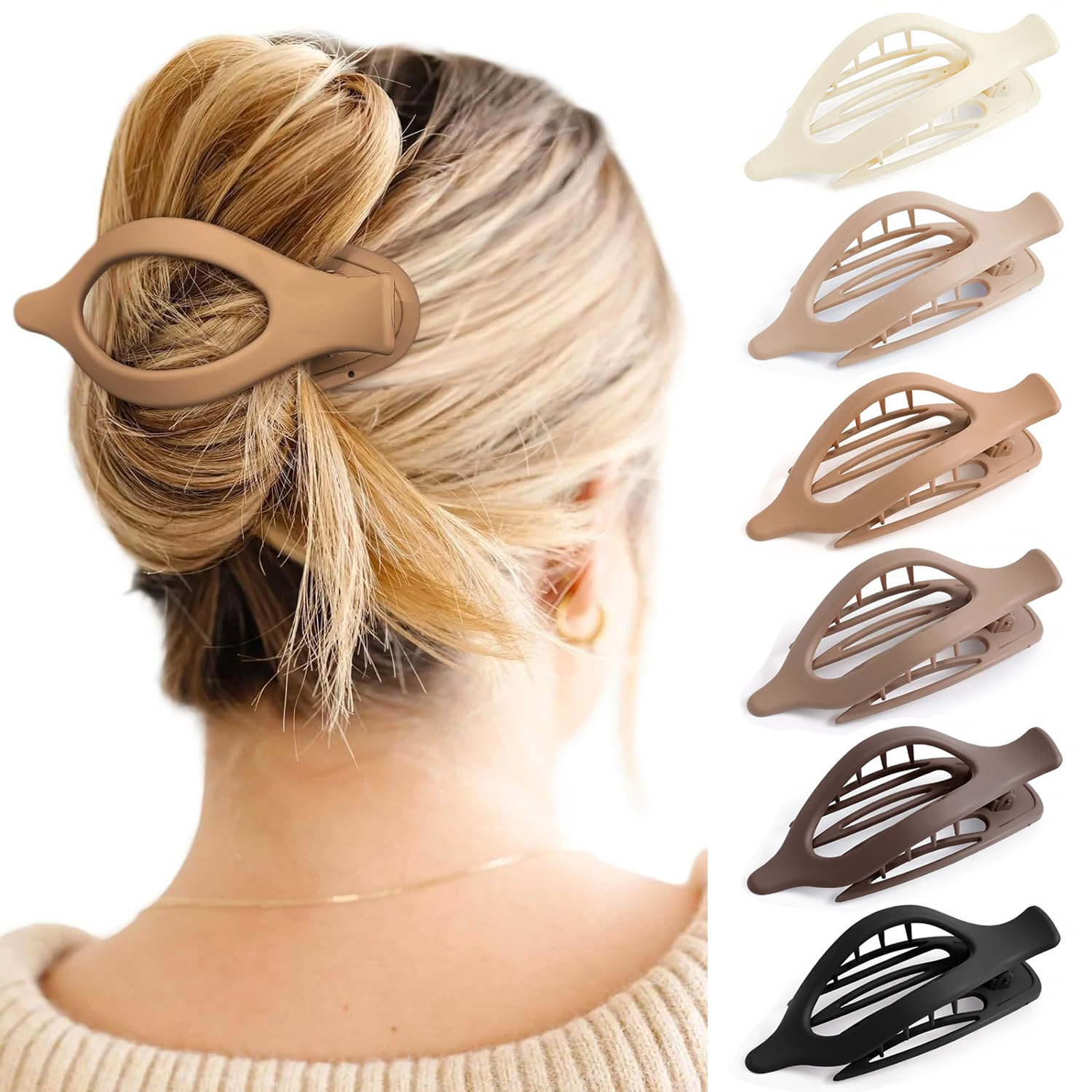 Picture of Cross-Border Large Flat Duckbill Clip Oval Hair Claw Clip European and American Fashion Back of the Head Claw Clip French Matte Hair Accessory