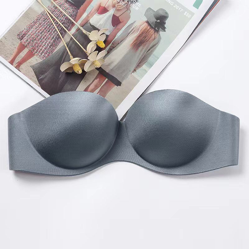Picture of [Distribution invisible strap] one-piece seamless strapless underwear wedding dress shoulder non-magnetic half cup bra