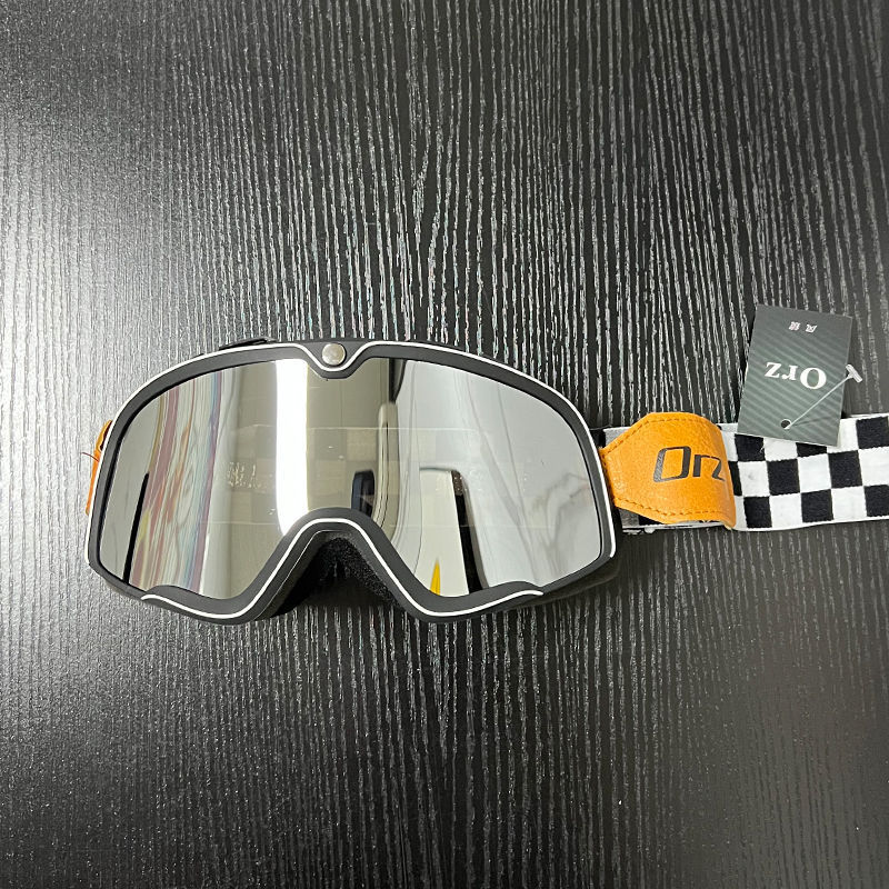 Orz Retro Goggles Motorcycle Glasses Retro Wind and Sand Goggles Motorcycle Off-Road Cycling 3/4 Helmet