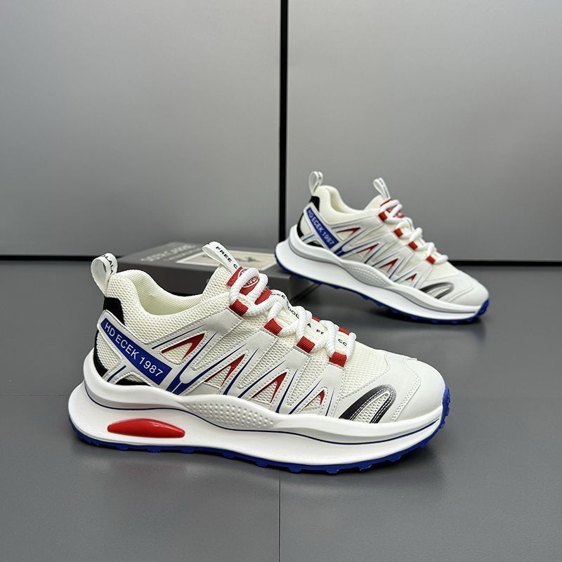 sneaker men's wholesale thick bottom high comfortable lightweight fashion shoes color matching low lace mesh breathable cross-border men's shoes