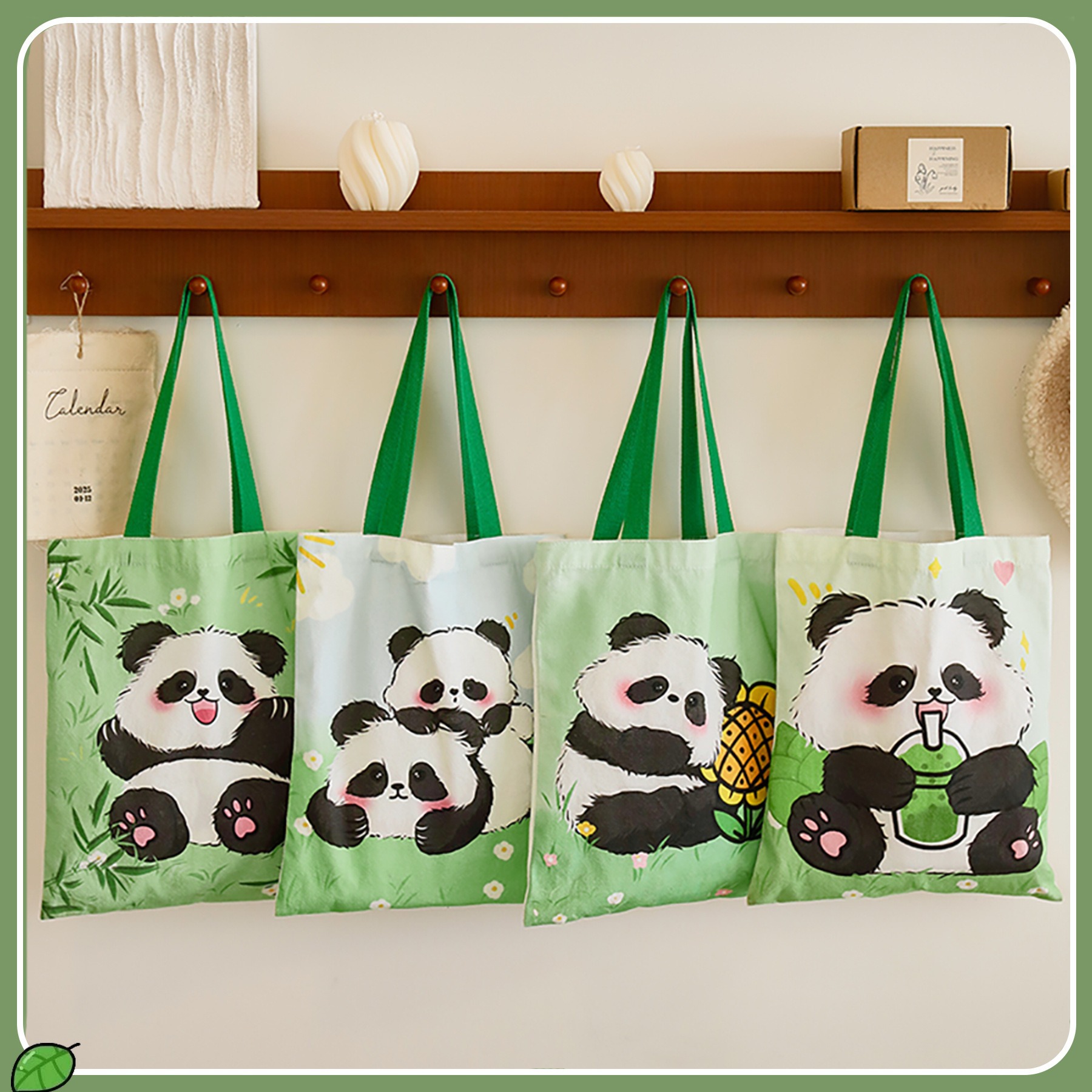Ins Cute Panda Canvas Bag Student Large Capacity Satchel Cosmetics Bag Creative High-Looking Tutoring Bag Shoulder Bag
