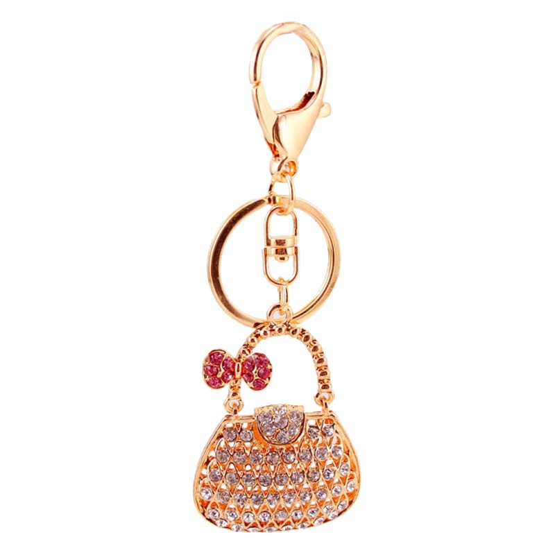 Creative Cute Rhinestone Lady Bag Keychain Bag Accessories Key Chain Metal Pendant Small Gift