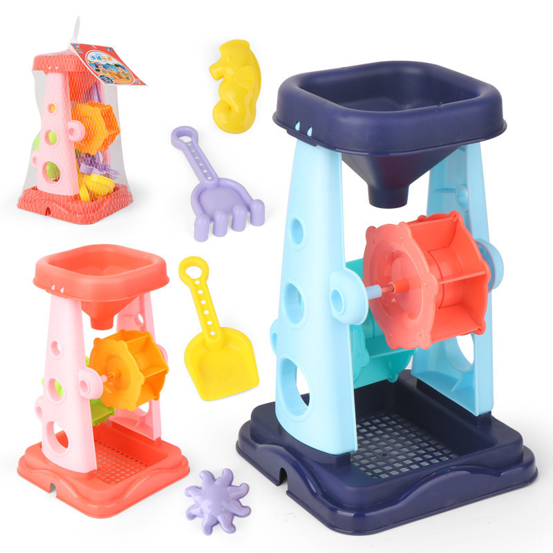 Picture of Children's Beach Toy Hourglass 5-Piece Set for Summer Outdoor Parent-Child Water Play and Sand Digging, Promoting Parent-Child Interaction