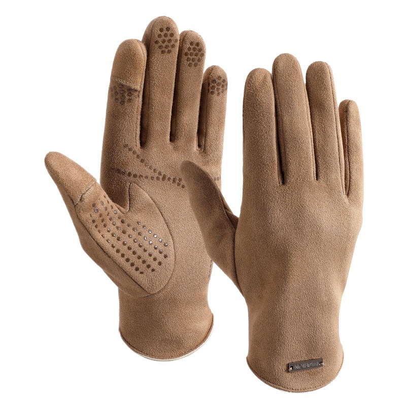 New Winter Gloves Warm Men and Women Outdoor Cycling Suede Plus Velvet Thickened Non-Slip Flip Touch Screen Gloves