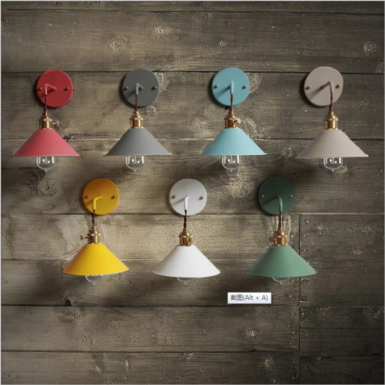 Color Retro Simple Lighting Creative Bedroom Wall Lamp Corridor Aisle Stairs Wall Lamp Nordic Simple Living Room Lamp