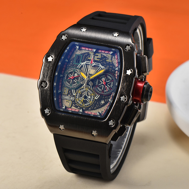 Picture of 2025 New Foreign Trade Men's Quartz Watch Multi-Functional Six-Pin Barrel-Shaped Fashion Hollow Business Watch Wholesale