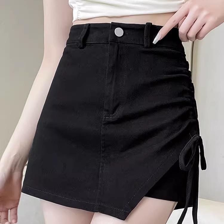 Picture of Black Hot Girl Skirt Women's 2024 Summer New Slim Pleated High Waist Irregular A- Line Hip Skirt Pants