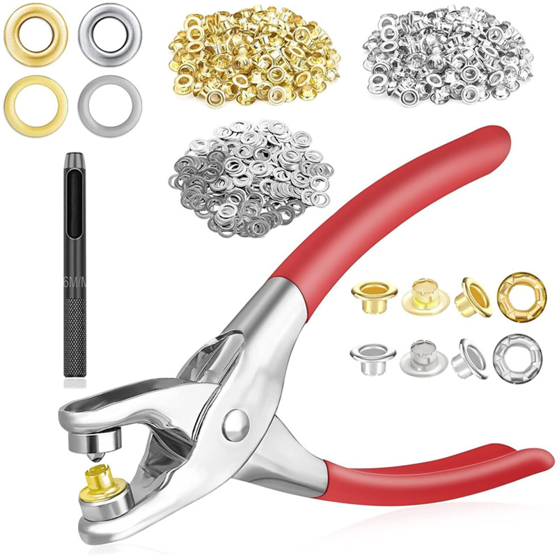 400 sets of 6mm flowering metal air eye buckle eye buckle installation tool hand pressure pliers suit steam eye ring nail hole shoe eye