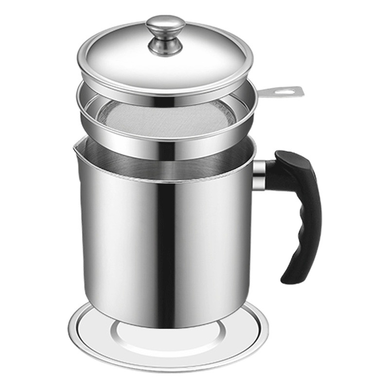 304 Stainless Steel Filter Oil Pot Large Capacity Filter Oil Residue Oil Bottle Household Leak-Proof Pot Kitchen Creative Wholesale