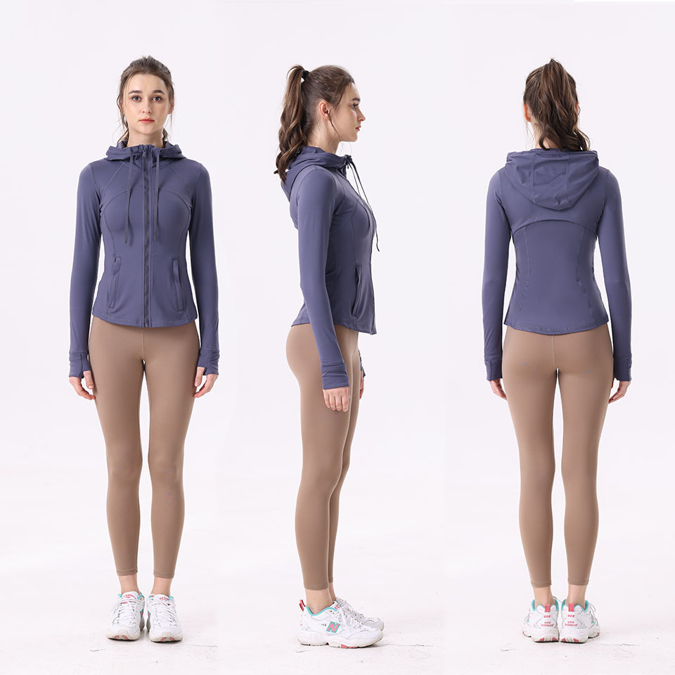 SWIFT SPEED women's sports hooded jacket slim stretch printed running zipper yoga jacket top