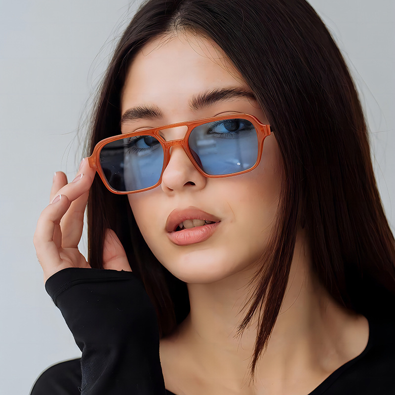 Picture of European and American Aviator Double Beam Sunglasses 2025 New Retro Square Sunglasses Ins Internet Celebrity Personalized Sunglasses