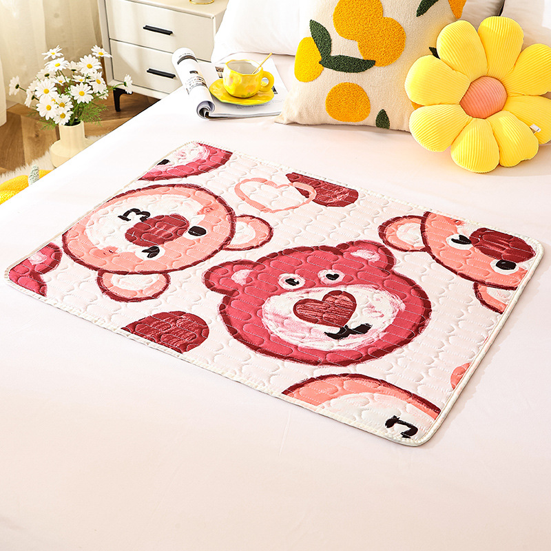 Picture of Comfortable Breathable Korean-style Cartoon Diaphragm Pad for Student Dormitory Anti-side Leakage Auntie Mat for Bedridden Elderly Non-slip Bed Mat