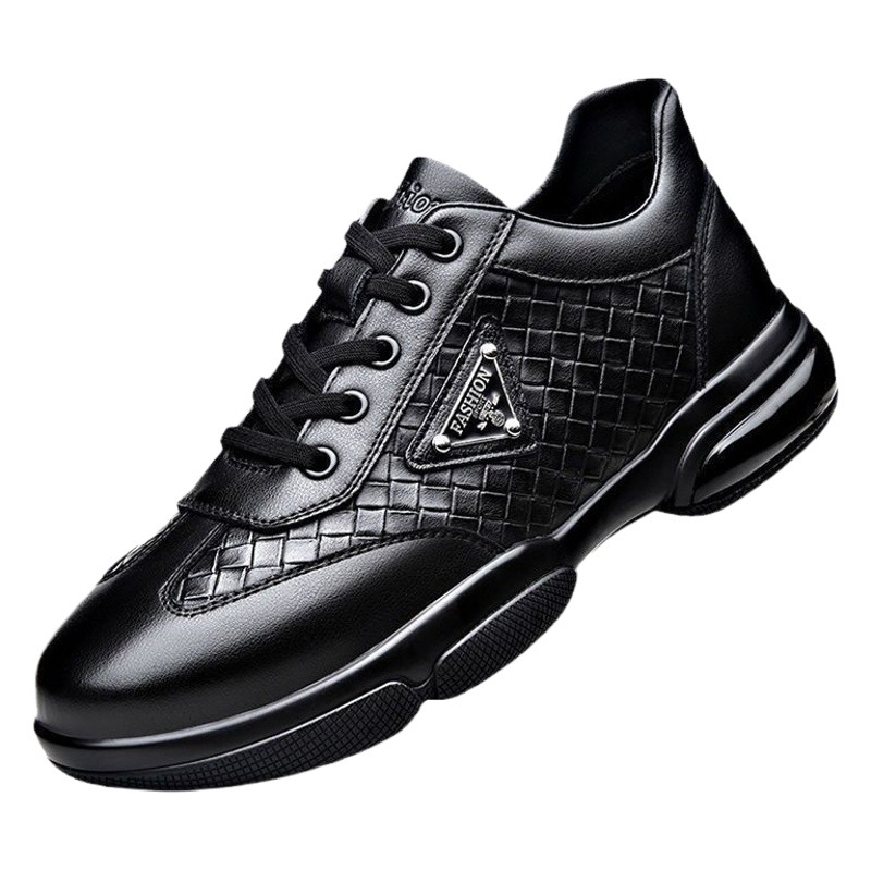 Wholesale New Men's fashionable all-Match platform casual leather shoes British style black lace-up work shoes driver driving shoes
