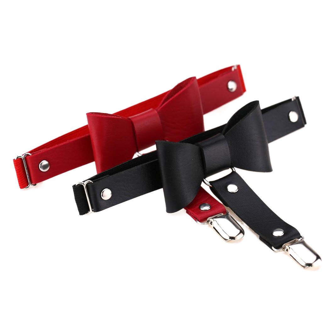 European and American Original PUNK Rock Sexy Bow Leather Garter Belt Street Dance Club Leg Ring Ankle Anti-drop Socks Clip