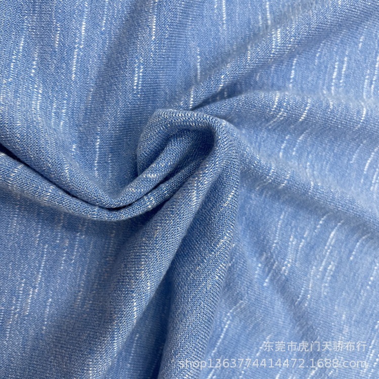 New knitted TR slub ianl two-color yarn polyester cotton knitted fine needle fabric 170g TR snowflake SLUB