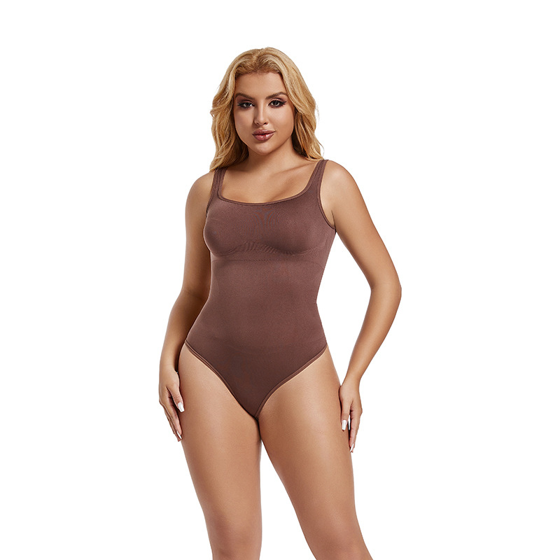 Picture of 2024 spring new cross-border European and American size tight waist beauty back plastic waist square collar vest jumpsuit