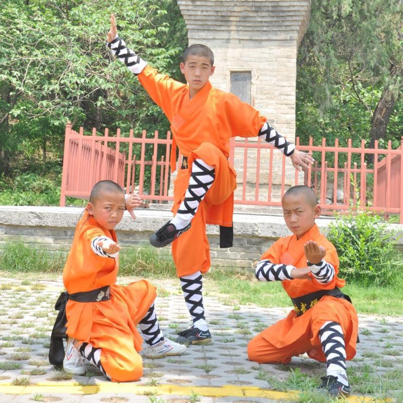Orange children's Shaolin monk clothing wholesale adult Shaolin martial arts practice clothing Daquan performance clothing