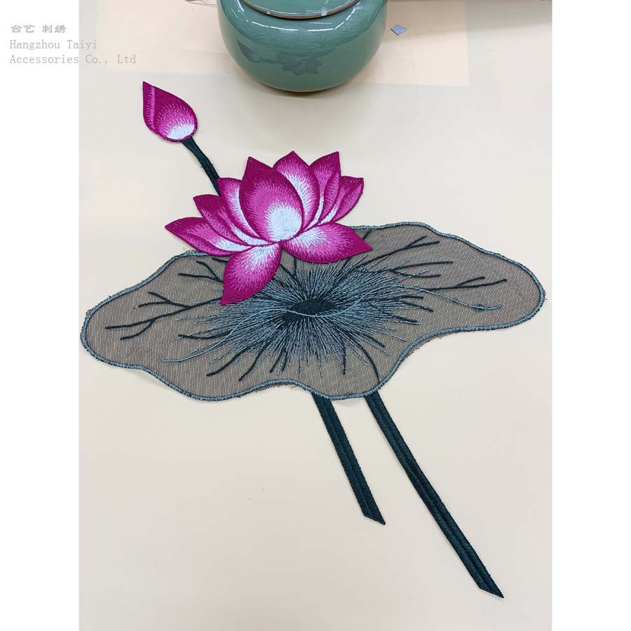 New Style Retro Ancient Style Lace Cheongsam Dress Scarf Simple Fabric DIY Material Bag Lotus Edge Embroidery Flower