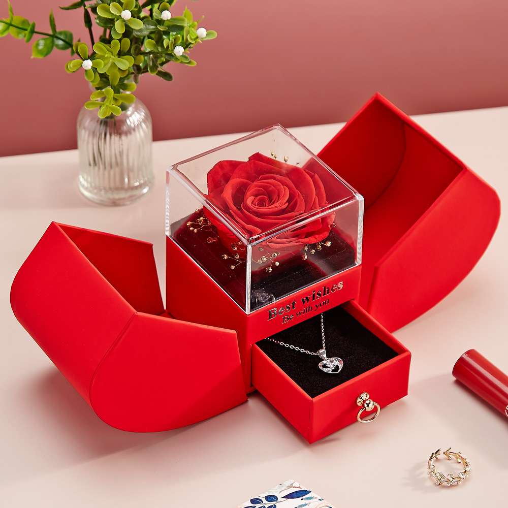 Picture of Love Apple Rose Jewelry Box Necklace Ring Hand Jewelry Send Friends Tanabata Christmas Birthday Gift Box