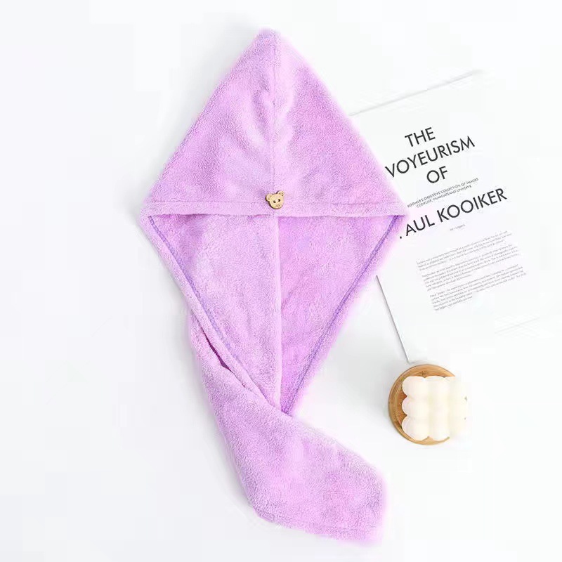 Picture of Dry Hair Cap Thickeneded High-Density Coral Velvet Girls' Absorbent Shower Cap with Edge Dry Hair Towel Quick-Drying Autumn and Winter Turban