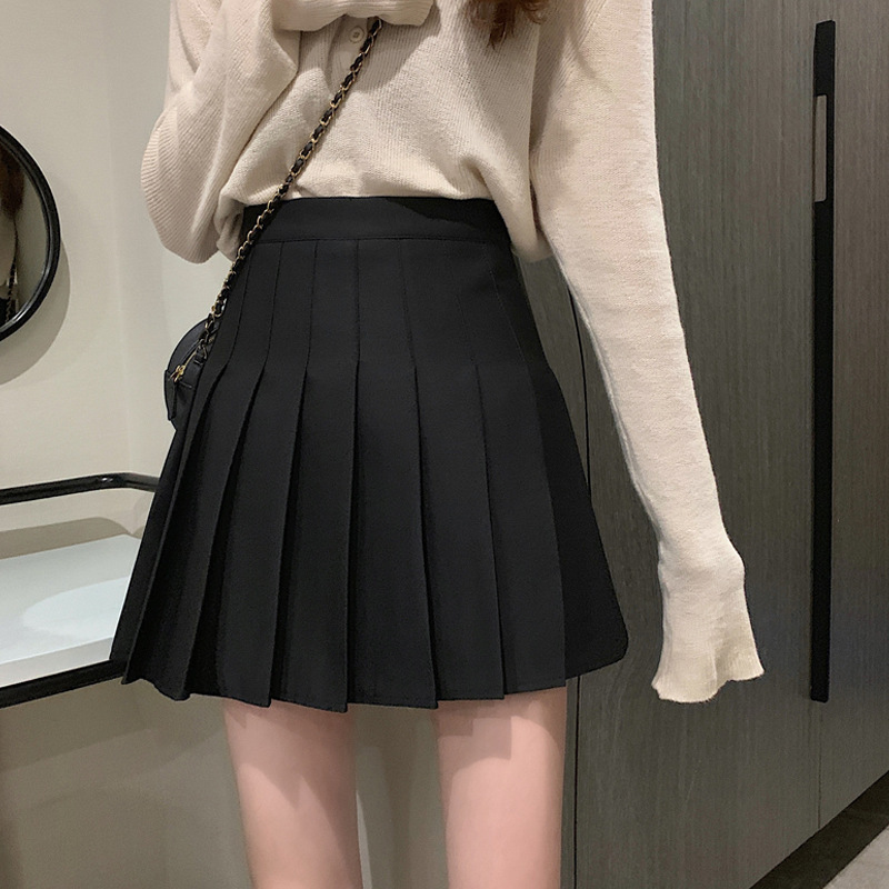 Picture of Spring and Autumn Black Short Skirt 2025 New Style Pleated Skirt Women's Internet Celebrity Slim High Waist A-Line Skirt