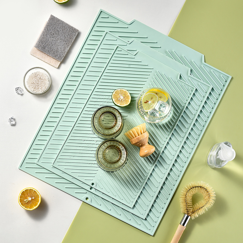 Picture of Kitchen Countertop Silicone Drying Mat Placemat Dining Table Insulation Mat Pool Side Tableware Drying Mat Bar Counter Non-slip Drying Mat