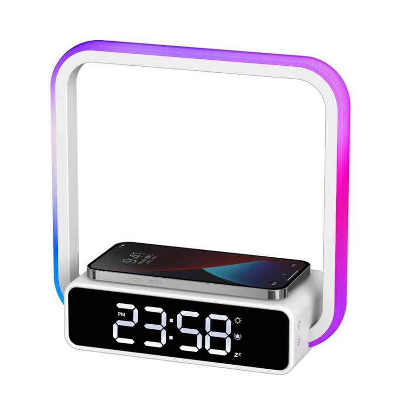Wireless Charging Three-In-One Fast Charging Multi-Function with Clock High-Value Atmosphere Night Light Ins Style Bedside Alarm Clock