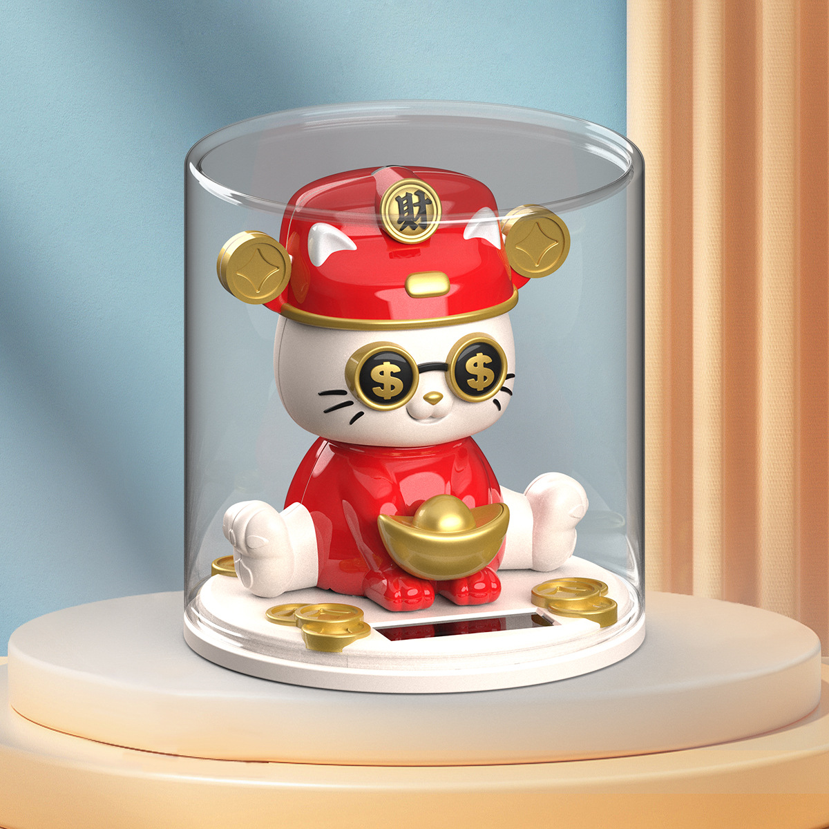Picture of Solar big head white cat nods lucky cat creative shop opens craft gifts car ornaments cashier