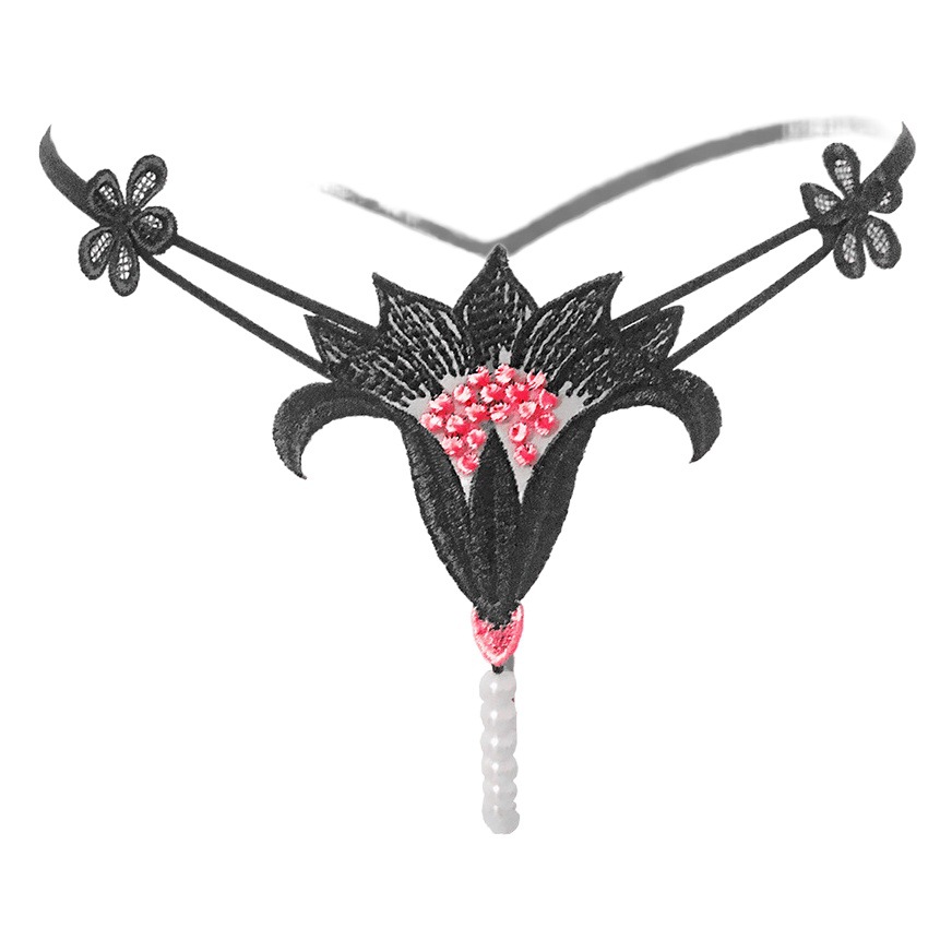 Japanese style sexy embroidered underwear women's sexy open crotch-free thong transparent Sao sex products passion temptation
