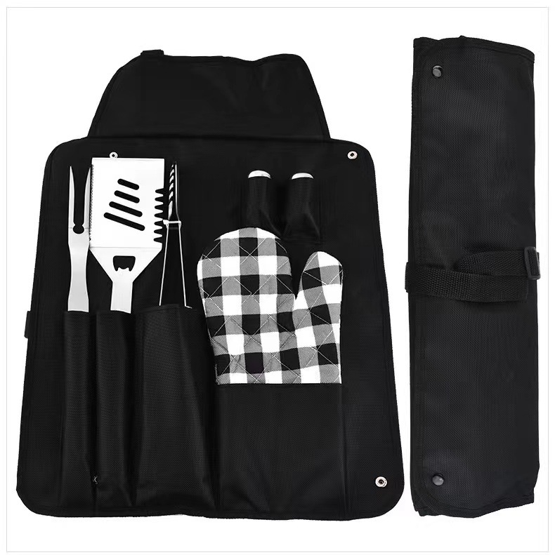 Picture of Amazon Stainless Steel Outdoor Barbecue Tool Bag Bbq Barbecue Clip Shovel Fork Skewer Aluminum Box Free Combination Set