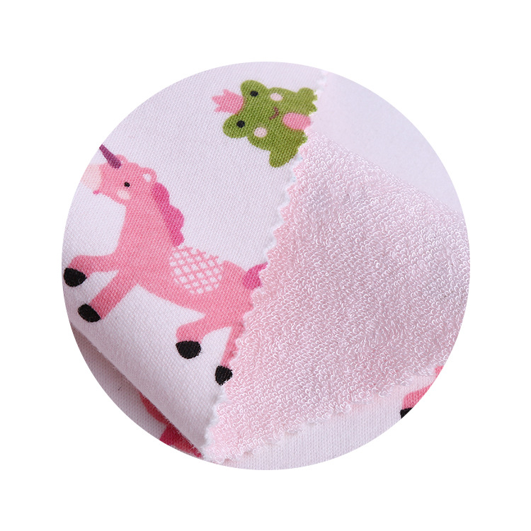 Picture of 40s Cartoon Knitted Printed Fabric in stock Supply Cotton Wool Fabric Cotton Printed Composite Bamboo Fiber Diaphragm Pad