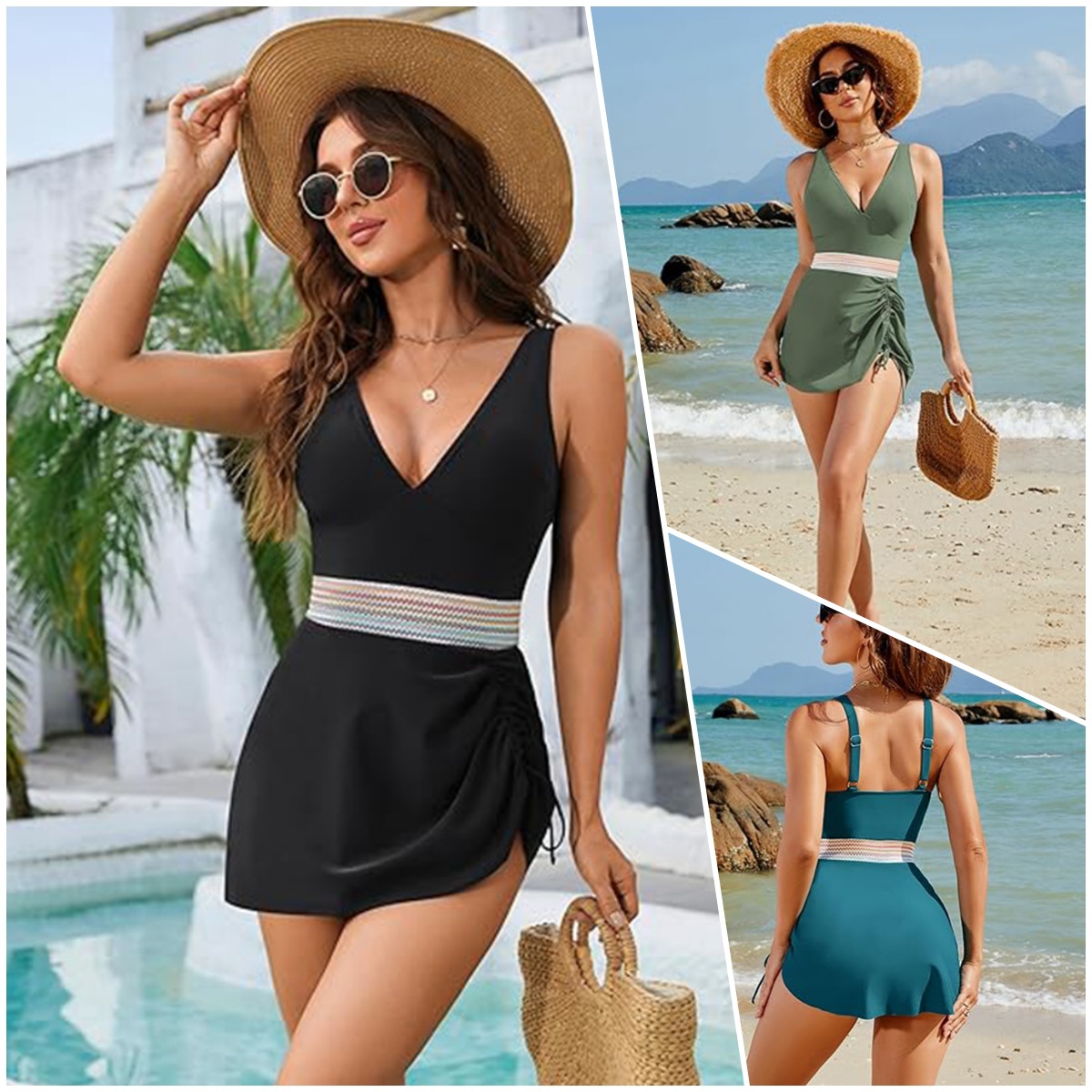 2025 Amazon Europe and the United States foreign trade new cross-border one-piece swimsuit women's tight sexy high waist swimsuit women's bikini