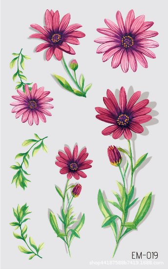Picture of New Waterproof Sweat-proof Flower Tattoo Sticker Small Fresh Daisy Women's Face Arm Temporary Tattoo Sticker