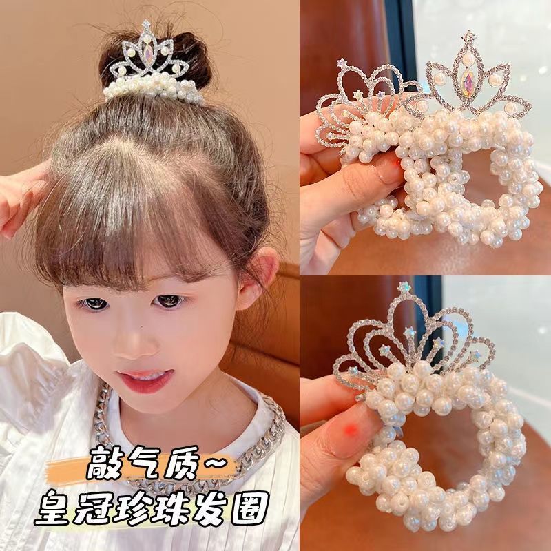 Picture of Crown headdress children's little princess headband 2023 Korean style new bead flower little girl hair tie balls
