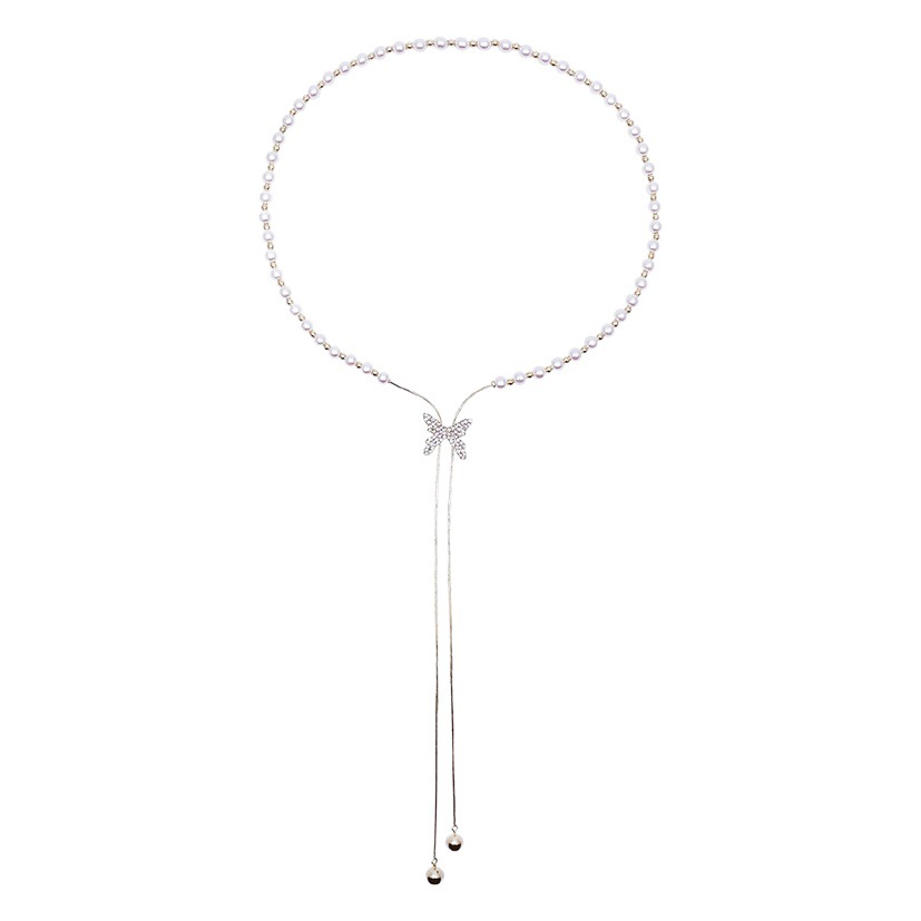 Pearl Butterfly Necklace 2024 New Necklace Women's High Design Sense Niche Light Luxury Tassel Clavicle Chain Accessories