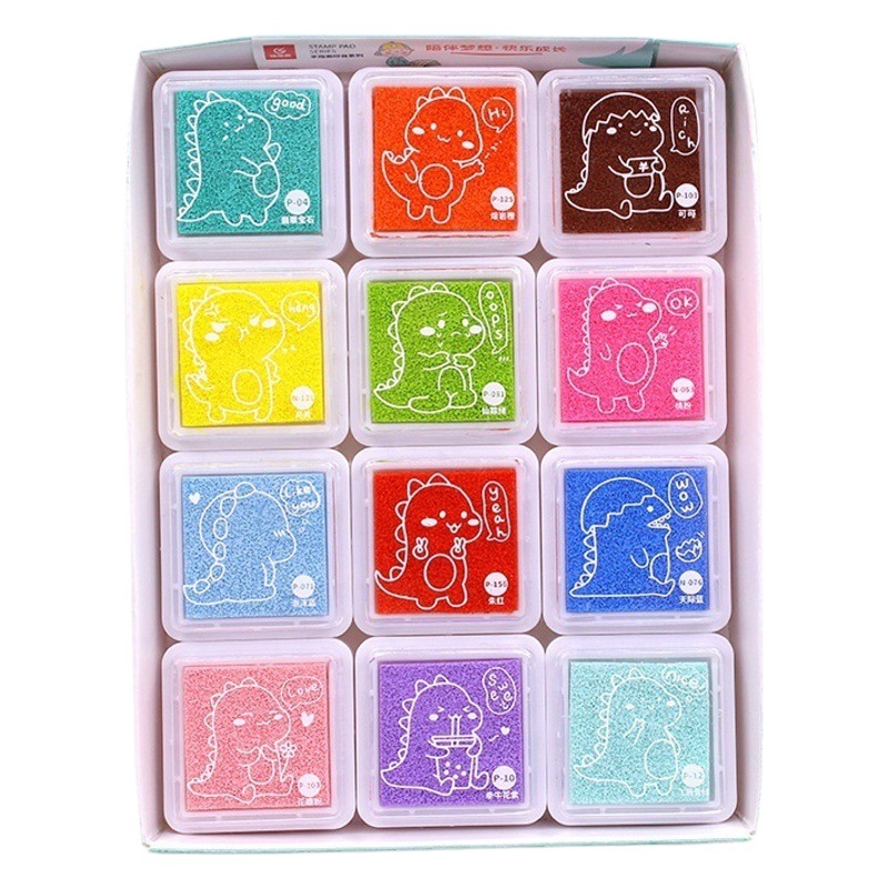 Finger painting pigment 12 color printing table Children diy hand color inkpad graffiti kindergarten painting set washable