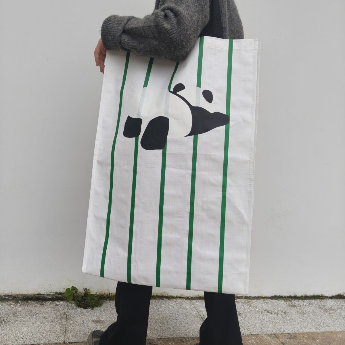 Customized Large-Capacity Woven Tote Bag with Exhibition Logo, Shopping Bag, Moving Bag, Snakeskin Bag for Storage