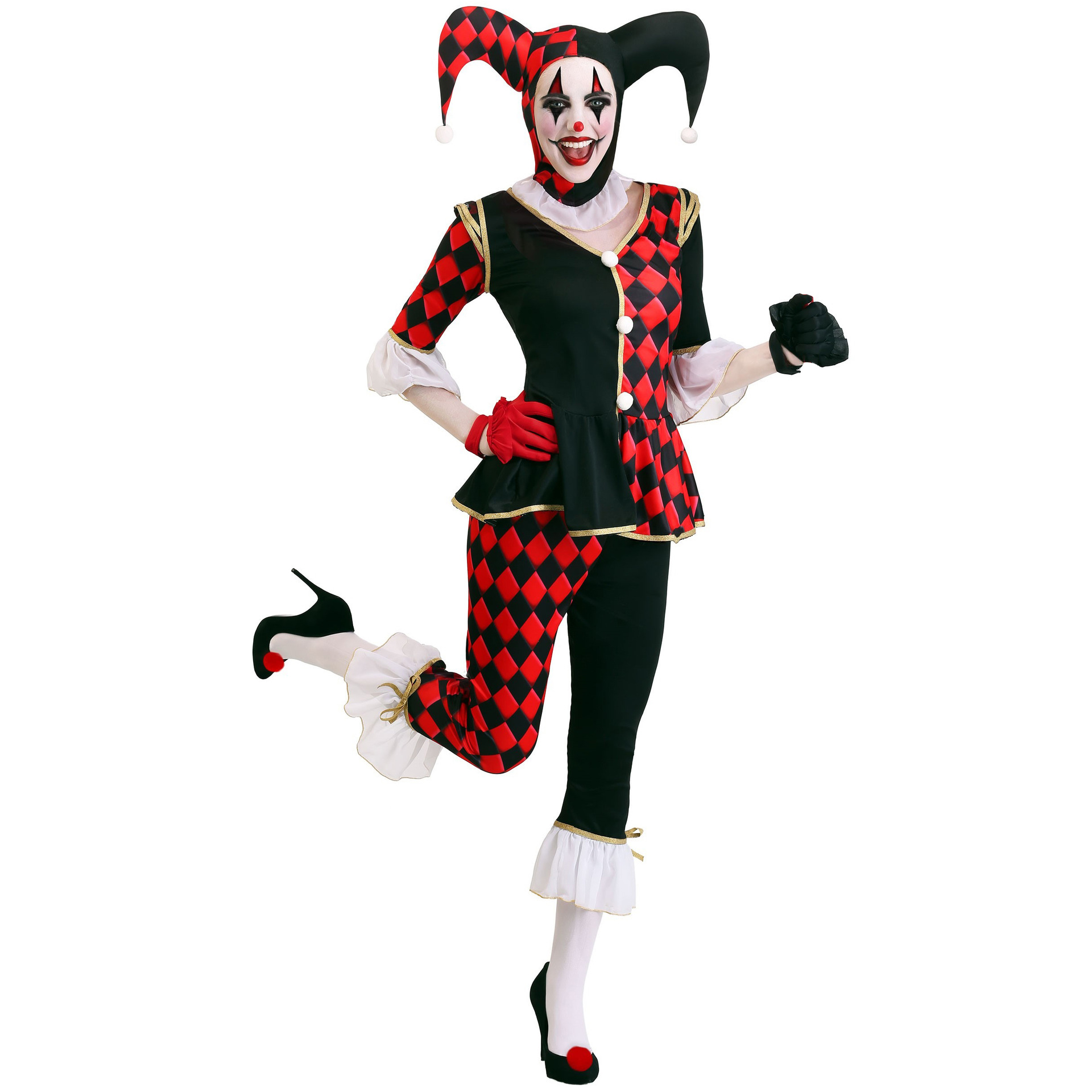 Picture of M-XL Thriller Return Clown Playing Suit Halloween Black and Red Plaid Evil Clown Uniform Party Suit