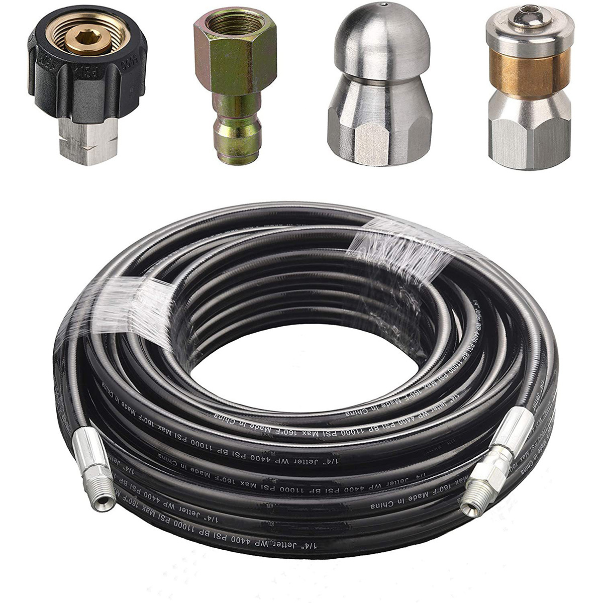 1.0/4inch High Pressure Washer Sewer Jet Kit 15m Washing Hose Sewer Nozzle 4000PSI