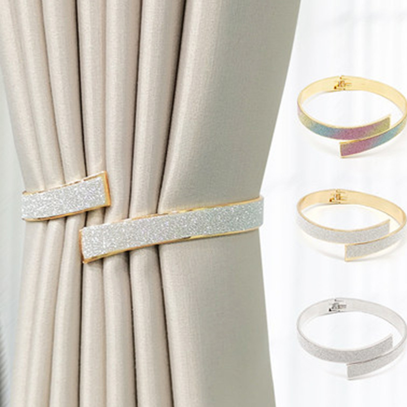 Picture of Light Luxury Curtain Metal Tiebacks Spring Curtain Clips No Installation Required No Drilling Hooks Storage Buckle Wholesale Light Luxury Style
