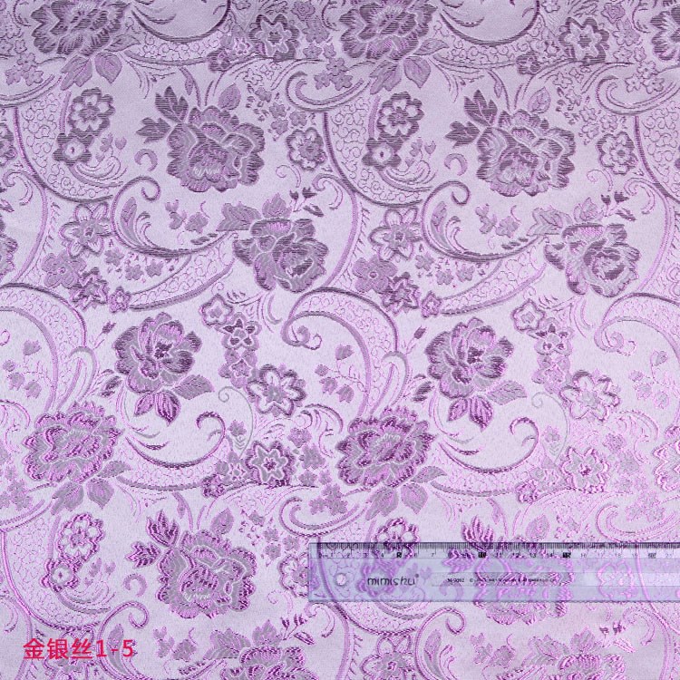 Picture of In-Stock 150cm Woven Western-Style Dyed Jacquard Fabric for Gift Box Packaging, Pink with Gold and Silver Threads Jacquard Fabric