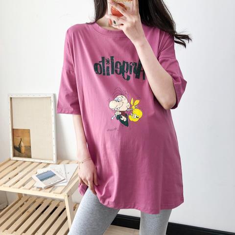 Picture of Pregnant women's summer short sleeve top set long Korean version of loose maternity clothes fashion hot mom cotton T-shirt
