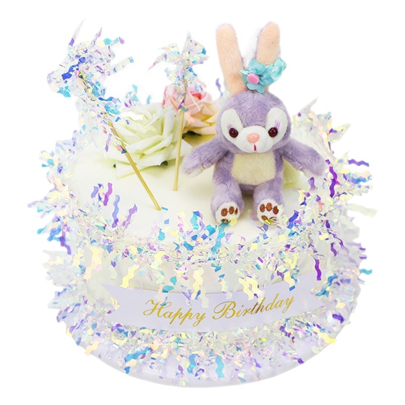 Cross-border ribbon atmosphere decoration party colorful rain silk tassel with colorful colorful wool strip cake decoration