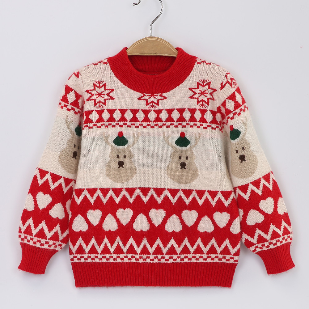 Picture of Factory wholesale children's cashmere sweater Korean version of the high collar cartoon knitted pullover boys baby base sweater girls