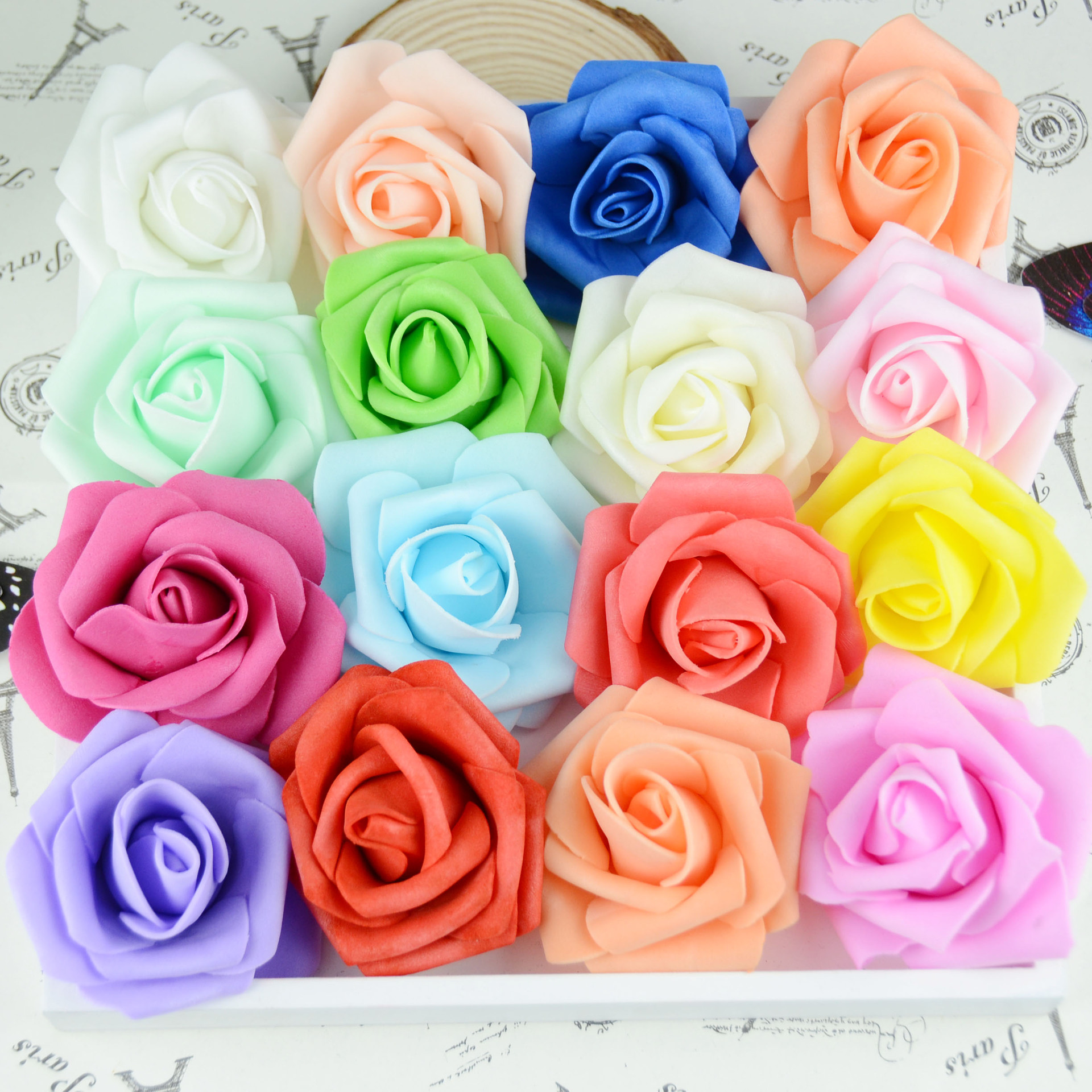 Picture of 7cm Simulated Pe Rose Head Chinese Valentine's Day Foam Rose Flower Wedding Valentine's Day Bouquet Packaging Material