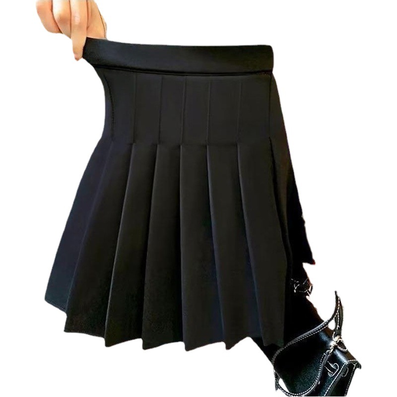 2024 pleated skirt women's summer fashion Korean style elegant high waist slimming fresh all-match solid color A- line skirt